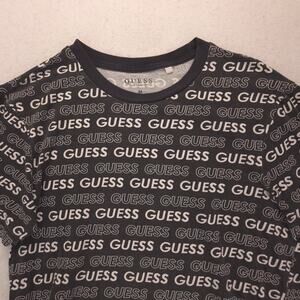 Guess Casual Graphic Short Sleeve Crew Neck T Shirt Mens Size Medium M Black